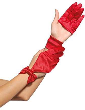 Leg Avenue 3737 - Satin ausgeschnitten Handschuh - Einheitsgröße, rot