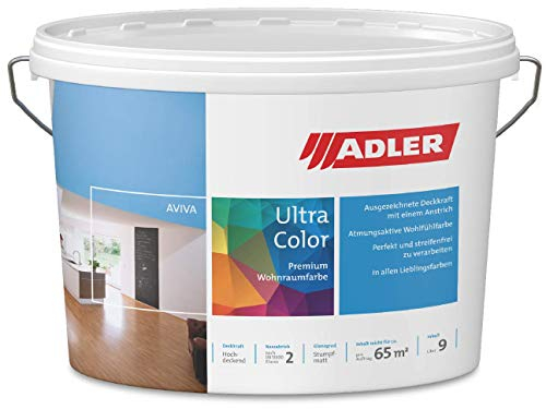 ADLER Ultra-Color Wandfarbe - erstklassige, matte Wand- & Deckenfarbe -Blaubart C12 114/1 hohe Deckkraft, Atmungsaktiv, Lösungsmittelfrei - Blau - 1 l - in 100+ Pastell Farbtönen