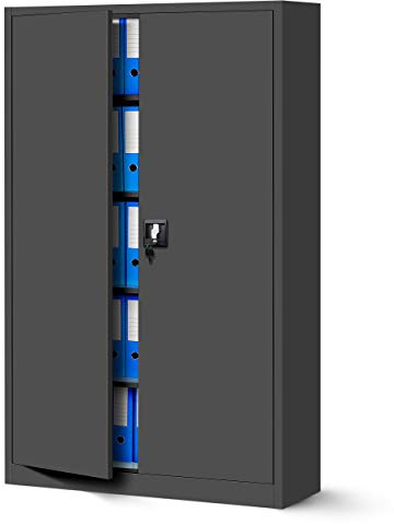 Jan Nowak Metallschrank Jan II 185 x 115 x 40 cm - Aktenschrank abschließbar mit 2 Türen, Mehrzweckschrank mit 5 Ebenen, Büroschrank aus Stahlschrank mit Pulverbeschichtung - Anthrazit