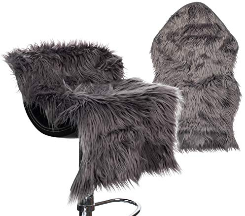 Brandsseller Faux Fur Rug Runner Bed Rug Cushion - Lambskin Look and Super Soft (60 x 90 cm, Anthracite)
