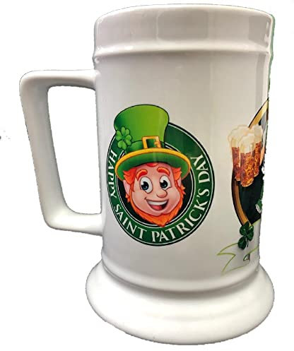 BrolloGroup 1 Boccale Birra in Ceramica Happy Saint Patrick's Day Boccali Personalizzati PS 13516-3