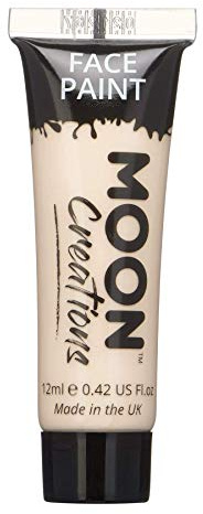 Moon Creations Gesichts- und Körperfarbentuben, gebrauchsfertige Gesichtsfarbe, ohne Flocken, tierversuchsfrei, Gesichtsfarbe, Kostüme, Feste, Halloween für Kinder, Erwachsene (blasse Haut, 12 ml)