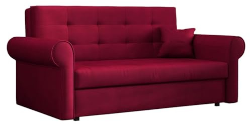 Mirjan24 Schlafsofa Viva Silver III mit Bettkasten, Bettsofa mit abgerundete Armlehnen, 3 Sitzer Polstersofa mit Schlaffunktion, Sofagarnitur inkl. Kissen, Sofa, Wohnlandschaft (Kronos 02)