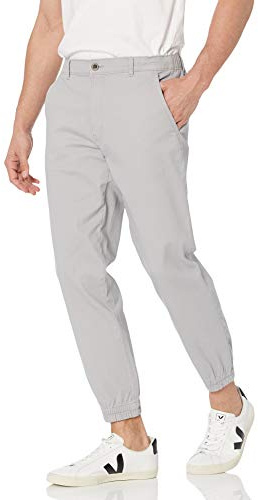 Amazon Essentials Pantalón Deportivo Chino de Corte Recto para Hombre, Color Gris Claro, Talla M