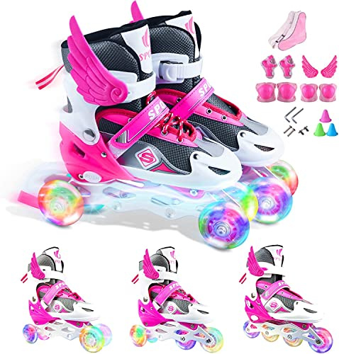 Patines en línea Ajustables para niños, niñas, Principiantes, Patines 3 en 1 Triskates Patines en línea con Rueda iluminada por LED Seguro y Duradero para Mujeres y Hombres, niños y Adultos