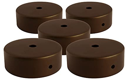 AMARCORDS - 5 Rosoni Lampadario in metallo, coprifili per lampada completo di accessori fermacavo viti e staffa da soffitto. Diametro 77mm altezza 26mm colore CORTEN