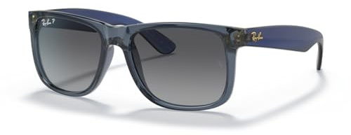 Ray-Ban RB4165 Justin Rectangular Polarized Sunglasses, Blue for Men, 54mm