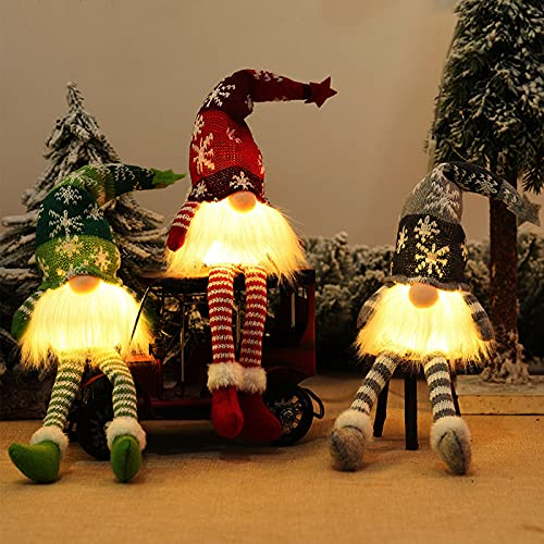 Weihnachtswichtel Figuren LED, Weihnachtsdeko Amerikanisch, Weihnachten Deko Beleuchtet, Weihnachts Tisch Deko, Weihnachten Dekoration Innen, Wichtel Klein Skandinavisch mit Santa Hat Leuchtende (B)