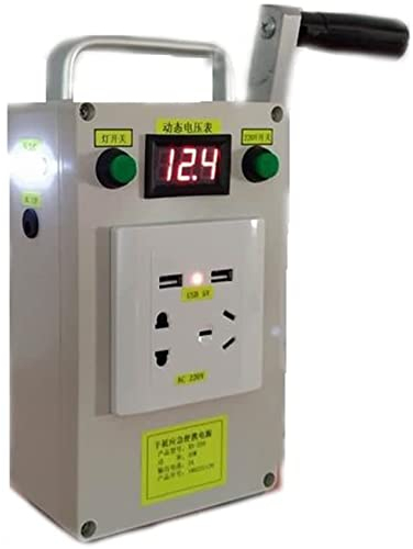 ASXZ Générateur de manivelle Multifonctionnel portatif de 220V 12V 5V, Banque de Puissance de Sortie, lumière de Secours Rechargeable,Blanc