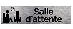 Signalétique.biz France - Plaque de porte SALLE D'ATTENTE (Q0206) - 170 X 50 mm - Adhésif aspect aluminium brossé