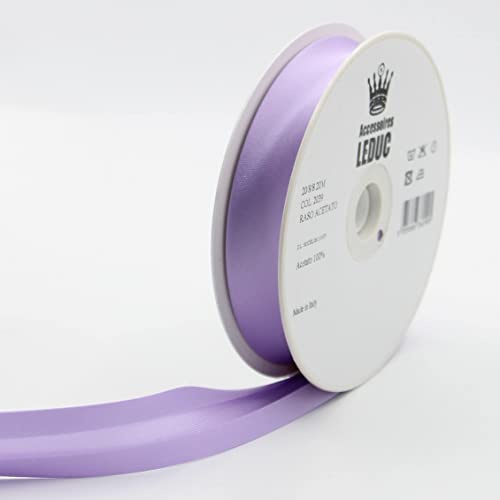 Leduc Satin-Schrägband, 20 m, 30 Farben, für Doppelnähte, 8 + 20 + 8 mm, 100 % Acetat, italienische Qualität, 2039, Flieder