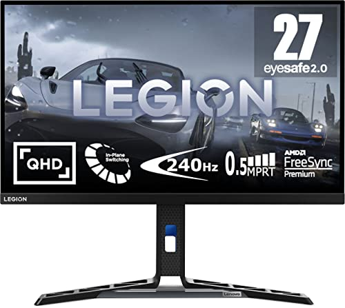 Lenovo Legion Y27qf-30 | 27 QHD Gaming Monitor | 2560x1440 | 240Hz | 400 nits | 0,5ms Reaktionszeit | HDMI | DisplayPort | AMD FreeSync Premium | schwarz