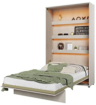 Mirjan24 Schrankbett Concept Junior Vertical, Wandklappbett inkl. Lattenrost, V-Bett, Bettschrank, Wandbett, Schrank mit integriertem Klappbett, Funktionsbett (Silk Flou, CJ-01 120x200)