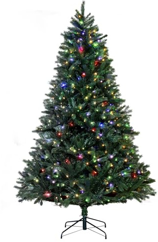 Christmas Tree World | 8ft Artificial Pre-lit Ultra Devonshire Fir | Natural and Realistic Look with Luxury Quality PVC Tips | Easy to Assemble and Take Down | 145cm Diameter | Warm White/Multicolour