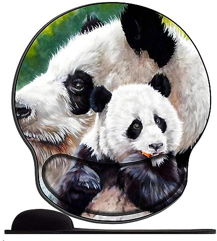 Tapis de Souris avec Repose Poignet Panda Animal trésor National Chinois Ergonomique Repose Poignet Gel avec Gel Antidérapant à Base de PU Tapis Souris Ergonomique Support Souris pour Bureau