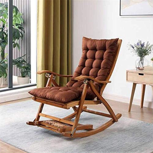 Leichter, zusammenklappbarer Chaiselongue aus Bambus, verstellbarer Schaukelstuhl, Liegestuhl, Liegestuhl für den Garten, Sonnenbaden mit Fußhocker und verlängerter Massage, Balkon-Liegestuhl (Farbe: