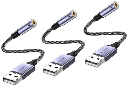 MOSWAG USB till 3,5 mm ljudadapter, externt USB A till 3,5 mm stereo extra ljudkort, kompatibel med hörlurar, PC, bärbar dator, Linux, Desktop, PS4 och andra enheter