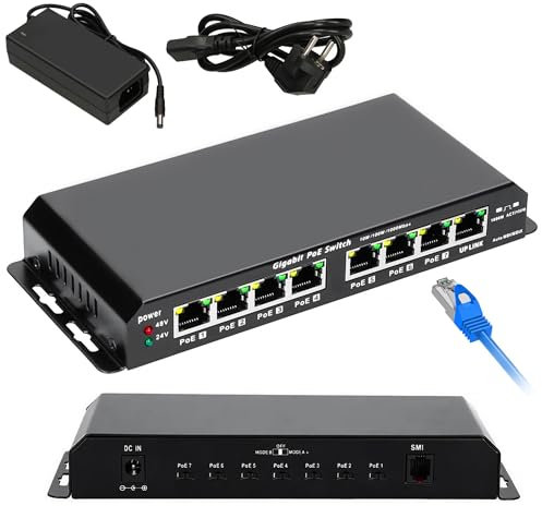 Extralink Switch Kratos, 7X 10/100/1000Mb/s PoE, 1x RJ45, Gigabit Switch, unmanageable, 60W, Passive PoE, Netzwerk Switch, Ethernet Switch, LAN Switch, Gigabit Ethernet