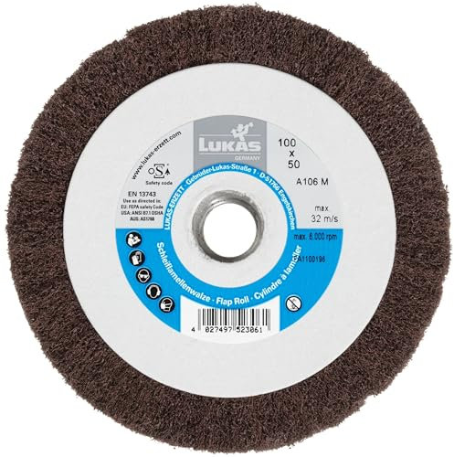 LUKAS ERZETT 2 x Rodillo de láminas de vellón abrasivo LWV universal, 100 x 52 mm, con rosca interior M14, grano de corindón 280-13 x 13 x 13 cm