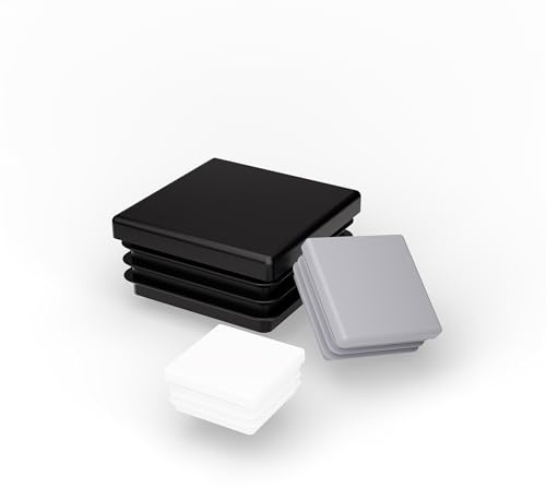 FUX 4 Stück Kunststoff Quadrat Rohrstopfen - 10x10mm-120x120mm | 4 Stück Rohrstopfen / Lamellenstopfen für Quadratrohre, Montage und Anwendung