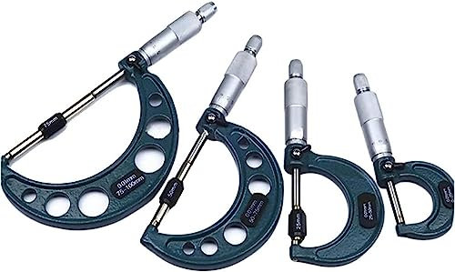 BULINO Micrometro Digitale, Calibro a quadrante, Set di micrometri Esterni da 4 Pezzi Precisione 0,01 mm Precisione Strumenti for macchinisti in Metallo Duro Micrometro Digitale