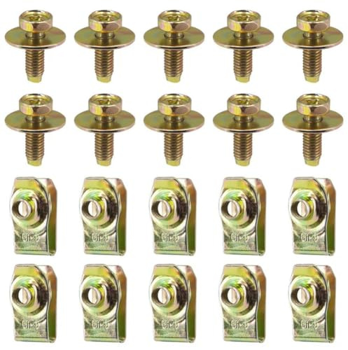 10 pièces Voiture Boulons de carrosserie M6, couvercle de moteur, sous-plateau, protection contre les éclaboussures, doublure de garde-boue Clips de vis de rivet de fixation de retenue