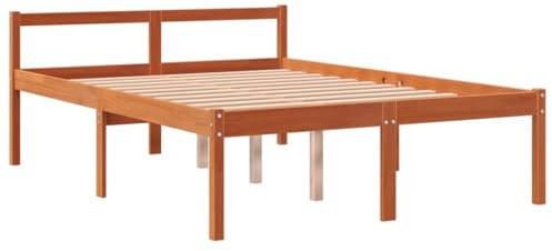 vidaXL Seniorenbett Wachsbraun 140x200 cm Massivholz Kiefer