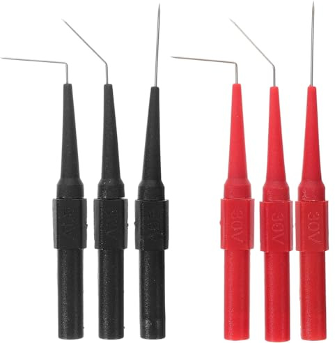 NIYANGLE 6pcs Multimeter Probes Piercing Needle Test Probes Straight and Angled Electrical Testing Probes Multimeter Accessories for Automotive Industrial and Home Systems
