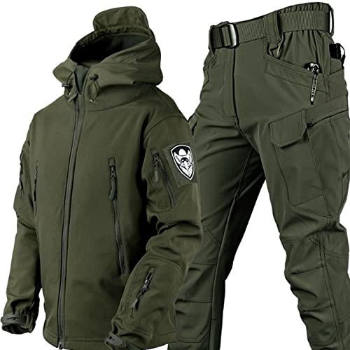 Set giacca e pantaloni tattici da uomo, tuta mimetica impermeabile militare, abbigliamento militare per attività all'aperto