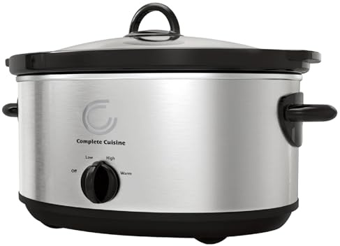 Complete Cuisine CC-SL-7000-SS Pentola a cottura lenta ovale da 7 litri, fornello lento in acciaio inossidabile con coperchio in vetro