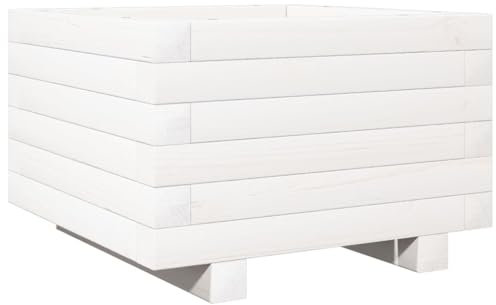 vidaXL Jardinera de Madera Maciza de Pino Blanco 40x40x26,5 cm, Jardinera de Exterior, macetero para Hierbas, Jardinera de balcón, Jardinera de Patio
