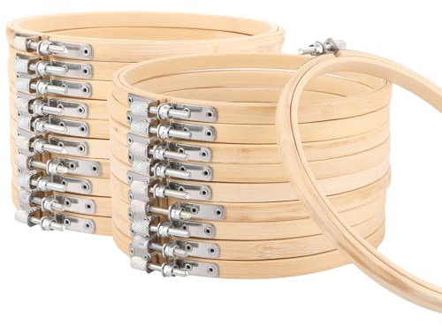 JMIATRY 20 Stück 15CM Holz und Bambus Kreuzstich Stickrahmen für DIY Stickerei und Nähen