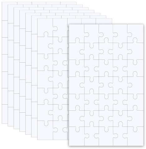 UEAVOID 8 Stück Blanko Puzzle zum Selbstgestalten, Personalisiertes Leeres Puzzle zum Bemalen für Kinder, Kindergeburtstag Spielzeug (15×10 cm, 35 Teile) (Weiß)