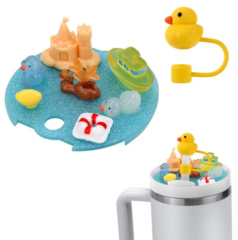 Accessori per Tazze per Stanley, Accessori per Coperchi di Tazze in Acrilico Ciondoli Coperchio in Cannuccia di Silicone per Tazze per Stanley Quencher H2.0 30oz (Stile Papera)