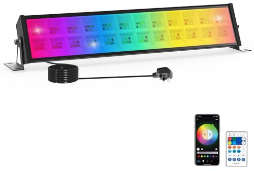 72W RGB Light Bar, NATPOW Led Flood Light 3350LM with Remote& APP Control RGB Disco Lights for Bar Party Stage Garden BBQ Halloween Christmas Festival Decorative Lighting, 1 Pack