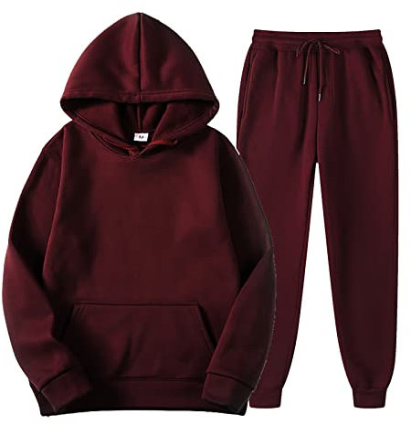 Generisch Jogginganzug Set Sweatshirt und Jogginghose Warmes Trainingsanzug Langarm Sportanzug Sport Outfit Jogger B equem Baggy Stretch