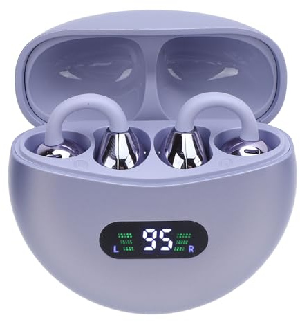 Fockety Sprachübersetzer-Ohrhörer, 144 Sprachen Übersetzungs-Ohrclips APP Online 2-Wege-Echtzeit-Sprachübersetzung, 24-Stunden-Batterieanzeige 5.4 Bluetooth-Übersetzergerät für (Purple)