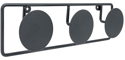 Cime - Hakenleiste DOT 3 Köpfe - zur Aufbewahrung und Dekoration - Farbe: schwarz - T 6 cm - Durchmesser 9 cm - Höhe 12 cm - Länge 40 cm - Länge 40 cm und Dicke 6 cm - Stahl schwarz