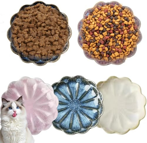 5 Stück Katzennapf Keramik, Flach Katzennäpfe, Katzen-Futternapf, Katzen Napfset, Katzenfressnapf für Kätzchen & Kleintiere Katzenfutter Napf Katzenschüssel Flach Futterschale Katze Katzen Napfset