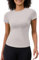 IECCP Damen Sport T-Shirt Kurzarm Laufshirt Atmungsaktiv Funktionsshirt Sport Oberteile Damen Passend für Fitness Gym Yoga Running Hiking Elfenbeingrau S