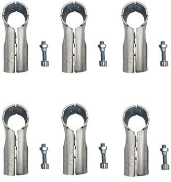 6 Pcs T Clamps Pipe Connector, End Rail T Clamp,Metal Clamp Fittings,1 O.D. 25.4 mm,Galvanized Steel Chain Link Fence, Bolts and Nuts Included