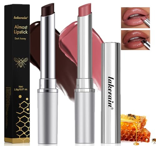 Sitovely 2PCS Balsamo Labbra Colorato Rossetto al Miele, Tinted Lip Balm Black & Pink Lipstick, Rossetto Lucido in Gelatina, Rossetto Trasparente Idratante, Rossetto Nero e Rosa Nutriente