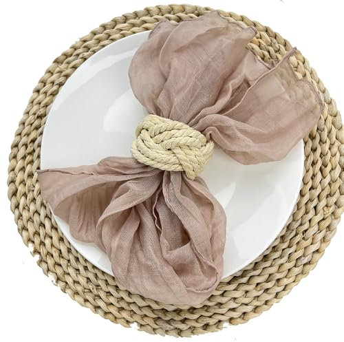 ZENZDS 12 Stück 50 x 50 cm rosa Gaze-Käsetuch-Servietten, Boho-Stoffservietten, dekorative rustikale Abendessen-Serviette für Party, Hochzeit, Servietten aus Stoff