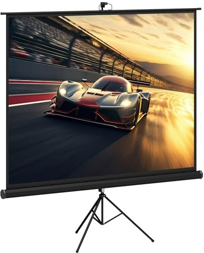 Schermo di proiezione HOMCOM da 100 pollici con supporto per treppiede regolabile in altezza, schermo 4K HD 4:3 ideale per home cinema e film in interni/esterni