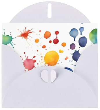 Grußkarte mit weißen KVCBUYK Flecken von Aquarellfarben, Farbspritzer, aus hochwertigem Perlglanz-Papier, für verschiedene Anlässe