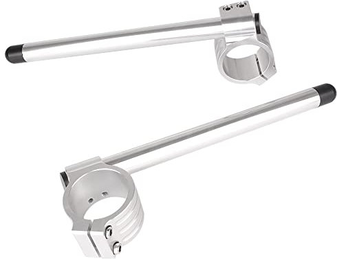 FSFYUK 45MM Motorrad Stummellenker Durchmesser 2 Stück Geteilte Stummellenker Montagestangen 7/8 Verstellbarer Lenker Für Motorrad Universal, Silbe