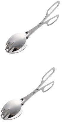 Cabilock 2pcs Serving Tongs Bread Clip Salad Tong Stainless Steel Easy-Carry for Kitchen Buffet Party