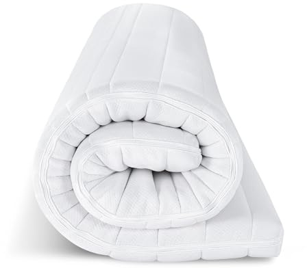 EGO HOME Surmatelas 140 x 200 cm – 8 cm en Mousse à mémoire de Forme H2, Doux, Confortable, avec Housse Amovible et Lavable, Respirant, surmatelas de qualité supérieure pour lit à sommier tapissier