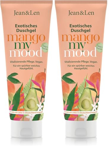 Jean & Len Exotisches Duschgel Mango & Avocado, vegan, Duschgel, 250 ml | vitalisierende Formulierung für ein spürbar geschmeidiges Hautgefühl, sanfte Hautreinigung, ohne Parabene & Silikone