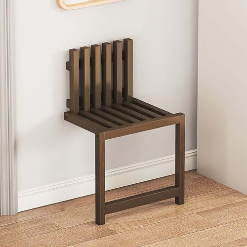 Sedia pieghevole da parete, seduta salvaspazio in legno con poggiapiedi nascosto, ideale per bagni e docce, design robusto, finitura noce